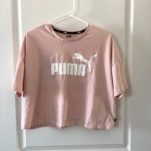 Puma Pink Cropped Logo Tee | Like New | Size Large